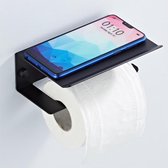 VDN Stainless WC Rolhouder zwart - Toiletrolhouder - Toiletrolhouder met plankje - Toiletpapier houder - Badkamer accessoires