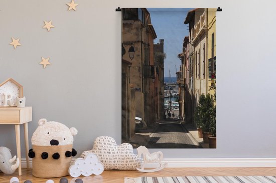 Tapisserie Straten - Rue étroite à Cassis Tapisserie en coton 120x180 cm - Tapisserie avec photo XXL / Groot format!