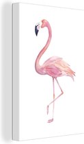 Canvas Schilderij Waterverf - Flamingo - Roze - 20x30 cm - Wanddecoratie