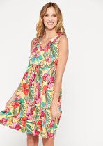 LOLALIZA Jurk met tropische print - Geel - Maat 38