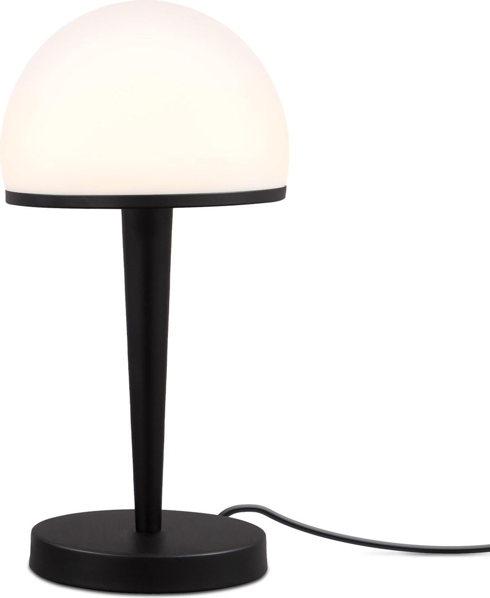 B.K.Licht - Klassieke Tafellamp - zwart - ingebouwde dimmer - glazen design - opaalglas - voor slaapkamer - E14 fitting - exct. lichtbron