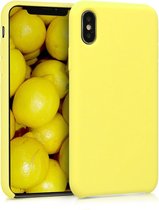 kwmobile telefoonhoesje voor Apple iPhone X - Hoesje met siliconen coating - Smartphone case in pastelgeel