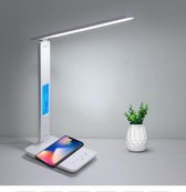 LuxiLamps - LED Bureaulamp Wit - Dimbaar -Display - Opvouwbaar - Tafellamp - Smart Touch - Draadloos Opladen
