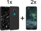 Nokia 7.2 hoesje zwart siliconen case hoes cover hoesjes - 2x Nokia 7.2 screenprotector