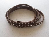 Band imitatie suede met studs 5 milimeter bruin 1m