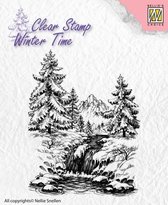 WT004 - Clearstamp Nellie Snellen - Stempel Winter Time kerstmis - waterval meer en bergen