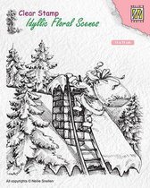 Nellies Choice clearstamp - Idyllic Floral Scenes Santa at work IFS018 110x110mm