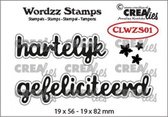 Crealies Wordzz stamps Hartelijk gefeliciteerd