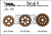 Crealies Set snijmallen - 3stuksno.59 Tandwielen