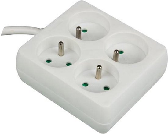 Perel 4-voudige Stekkerdoos Met Penaarde – Type E – 1,5 Meter Kabel – 45° Gedraaide Contactdozen – IP20 – Voor Binnengebruik – Zwart 2 miniatura