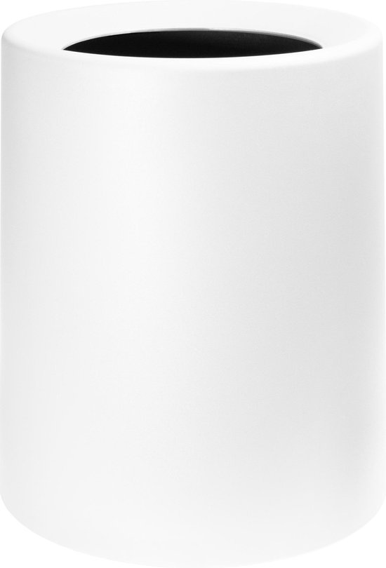 QUVIO Afvalemmer 12 Liter - Prullenbak met 1 losse binnenemmer - Afvalbak plastic - Vuilbak voor keuken, kantoor, badkamer, toilet en slaapkamer - Vuilnisbak rond - Kunststof 12L - Wit
