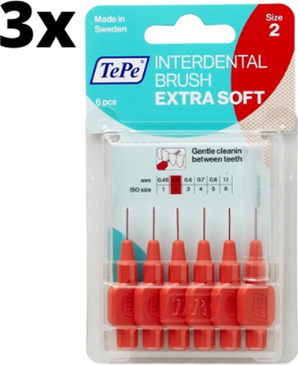 Goedkoopste TePe Extra Soft Rood 0,50mm 3 x 6 stuks - Voordeelverpakking