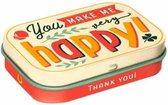 You Make Me Happy - Pepermunt Snoepjes - Metalen Blikje - Mint Box