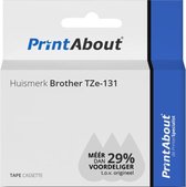 PrintAbout huismerk Tape TZe-131 Zwart op transparant (12 mm) geschikt voor Brother