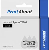 PrintAbout huismerk Inktcartridge T0801 Zwart geschikt voor Epson