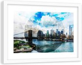 Foto in frame , Brug in New York ,120x80cm , Multikleur , wanddecoratie