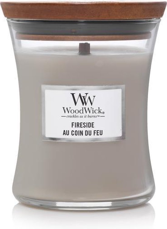 Woodwick Hourglass Medium Geurkaars - Fireside