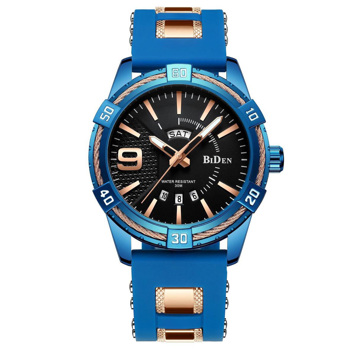 BiDen - Unisex Horloge - Blauw/Zwart - Ø 46mm