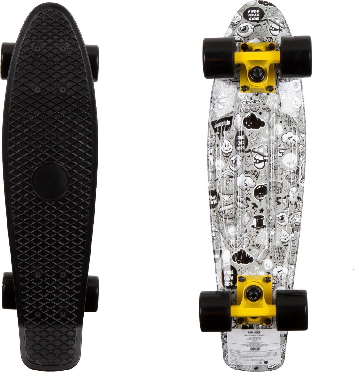 Coolslide HALLOUMI YB Kinder Skateboard Fiszka voor beginners Zwart