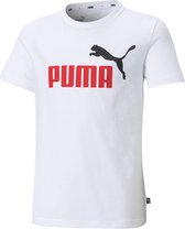 Puma Puma Essentials+ 2 Logo T-shirt - Unisex - wit - rood - donkerblauw