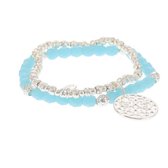 Biba armband set crystal met hanger blauw zilverkleurig - Sieraden sjoppie