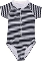 Snapper Rock - UV-zwempak voor meisjes - Korte mouw - Nautical Stripe - Donkerblauw/Wit - maat 98-104cm