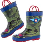 Stephen Joseph - Regenlaarzen voor jongens - Piloot - Camouflage groen/donkerblauw - maat 24EU