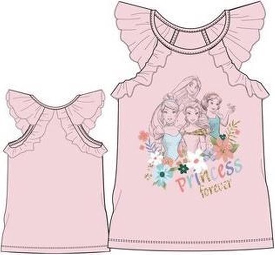 Disney Princess T-shirt - Princess Forever - lichtroze - maat 116 (6 jaar)