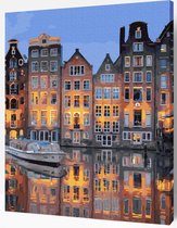 Arty Bee® Peinture par nombre d' Adultes - Peinture par numéro - Paquet de Hobby sur cadre avec vernis - Amsterdam By Night 40x50cm