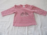 dirkje , meisje, t-shirt , lange mouw ,streepje rose , konijn, 62 - 3 maand