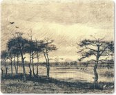 Muismat Vincent van Gogh 2 - Dennenbomen in het moeras - Schilderij van Vincent van Gogh muismat rubber - 23x19 cm - Muismat met foto