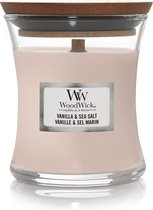 Woodwick Hourglass Medium Geurkaars - Vanilla & Sea Salt
