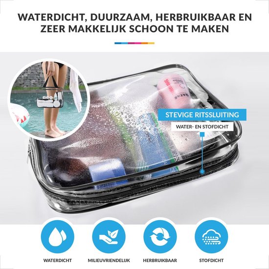 Reis Doorzichtige Toilettas Set voor Toiletartikelen – Transparante Travel Organizer Bag 3-Pack