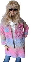 Vest-Jas-Rainbow color- geweven-Blauw/Roze