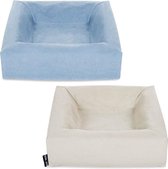 Bia bed overtrekken - Set van 2 - Katoen - Zand & Blauw - 45 x 45 x 12cm