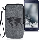 kwmobile insteekhoesje voor smartphones L - 6,5" - Beschermhoes van vilt in zwart / lichtgrijs - Binnenmaat 16,5 x 8,9 cm