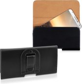 kwmobile heuptasje voor smartphone met gordelclip - Fanny pack in zwart - Imitatieleren gordeltas 16,2 x 8,5 cm
