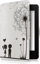 kwmobile hoes geschikt voor Amazon Kindle Paperwhite - Magnetische sluiting - E reader cover in zwart / wit - Paardenbloemen Liefde design