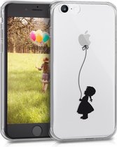 kwmobile telefoonhoesje voor Apple iPhone 8 - Hoesje voor smartphone in zwart / transparant - Meisje met Ballon design