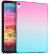 kwmobile hoes voor Apple iPad Air 4 (2020) - siliconen beschermhoes voor tablet - Tweekleurig design - roze / blauw / transparant