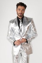 OppoSuits Shiny Silver - Mannen Pak - Zilver - Glimmend - Maat: EU 56