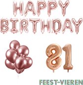 81 jaar Verjaardag Versiering Ballon Pakket Rosé Goud