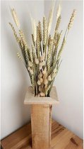 Droogbloemen |Boeket Naturel Tarwe - Dried Flowers Natural - INCLUSIEF HOUTEN VAAS - Droogbloemen in vaas - DROOGBLOEMEN.ONLINE