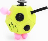 Fidget Cube Toy Speelgoed - Kubus 12 speelkanten - Groen zwart roze