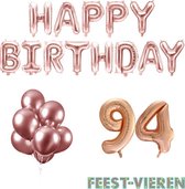 94 jaar Verjaardag Versiering Ballon Pakket Rosé Goud