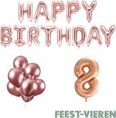8 jaar Verjaardag Versiering Ballon Pakket Rosé Goud