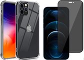 Apple iPhone 11 hoesje - iPhone 11 case shock siliconen transparant - hoesje iphone 11 apple - iphone 11 beschermhoesje cover hoes - 1x iphone 11 screen protector glas tempered gla