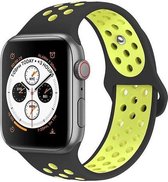 Sportbandje - Siliconen Bandje - Neon Geel/Zwart - Geschikt voor Apple Watch - 42/44 mm - S/M