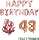 43 jaar Verjaardag Versiering Ballon Pakket Rosé Goud