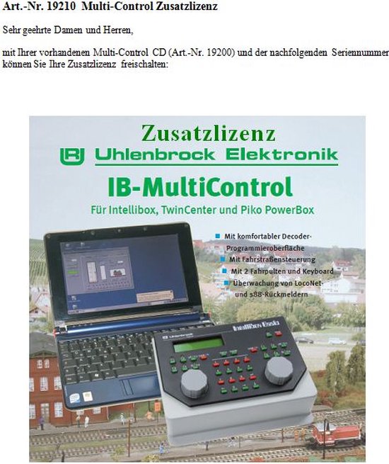 Foto: Uhlenbrock multi control licentie uh19210 